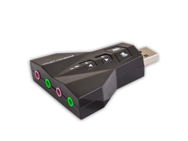 Karta muzyczna USB 7w1, dźwięk Virtual 7.1CH, Plug & Play, blister, AK-08